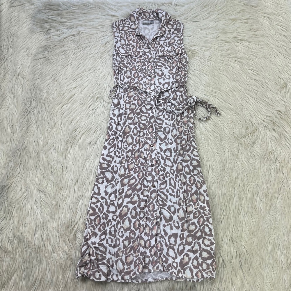 ASOS Women's Leopard Print Sleeveless Midi Shirt Dress